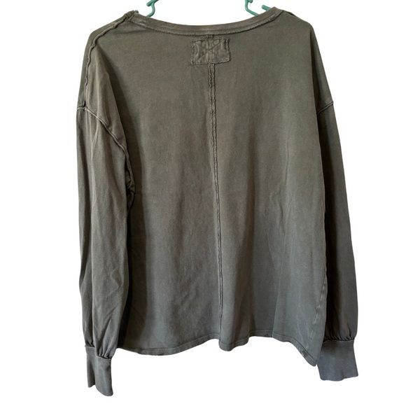 We The Free Oversized Green Distressed Long Sleeve Shirt - Picture 2 of 9
